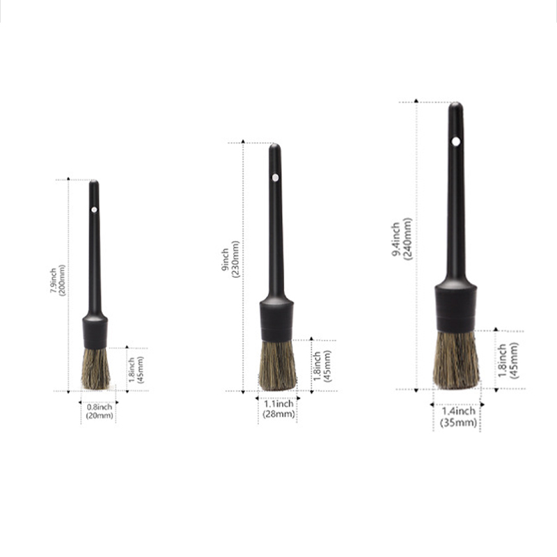 3Pcs Natural Boar Hair Car Det - Interior Detailing Kit 评论和价格