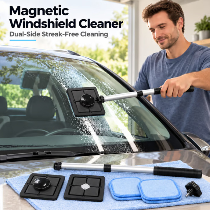 Dual Magnetic CarWindshield Cl - Glass Cleaner Streak 评论和价格